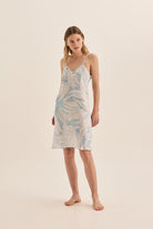 Gingerlilly Remy White Blue Satin Nightie - Front