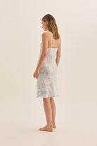 Remy White Blue Satin Nightie - Gingerlilly Sleepwear