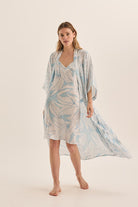 Remy White Blue Satin Nightie - Gingerlilly Sleepwear