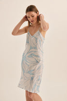 Remy White Blue Satin Nightie - Gingerlilly Sleepwear