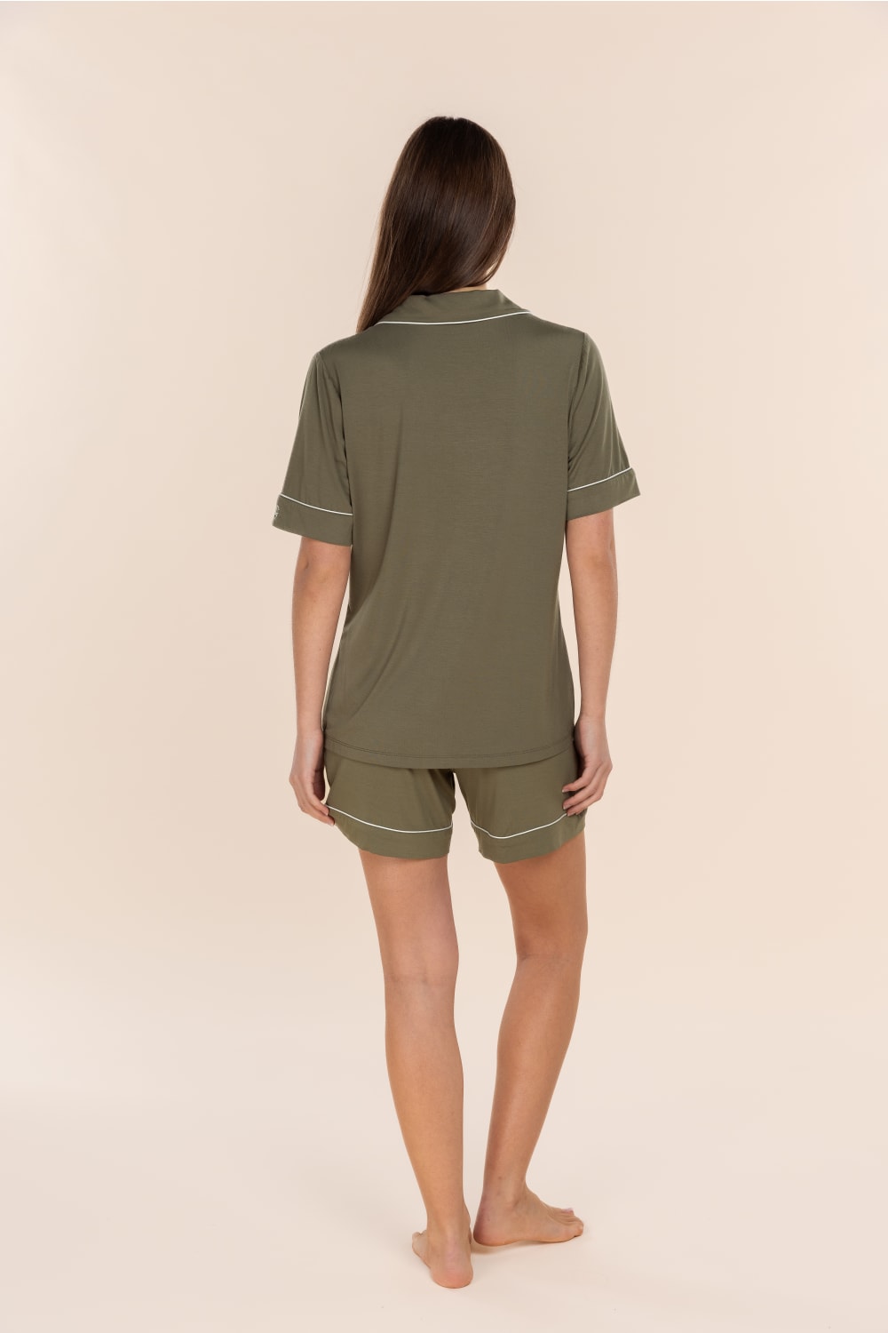 Gingerlilly Sadie Bamboo Short PJ Set - Olive - Back