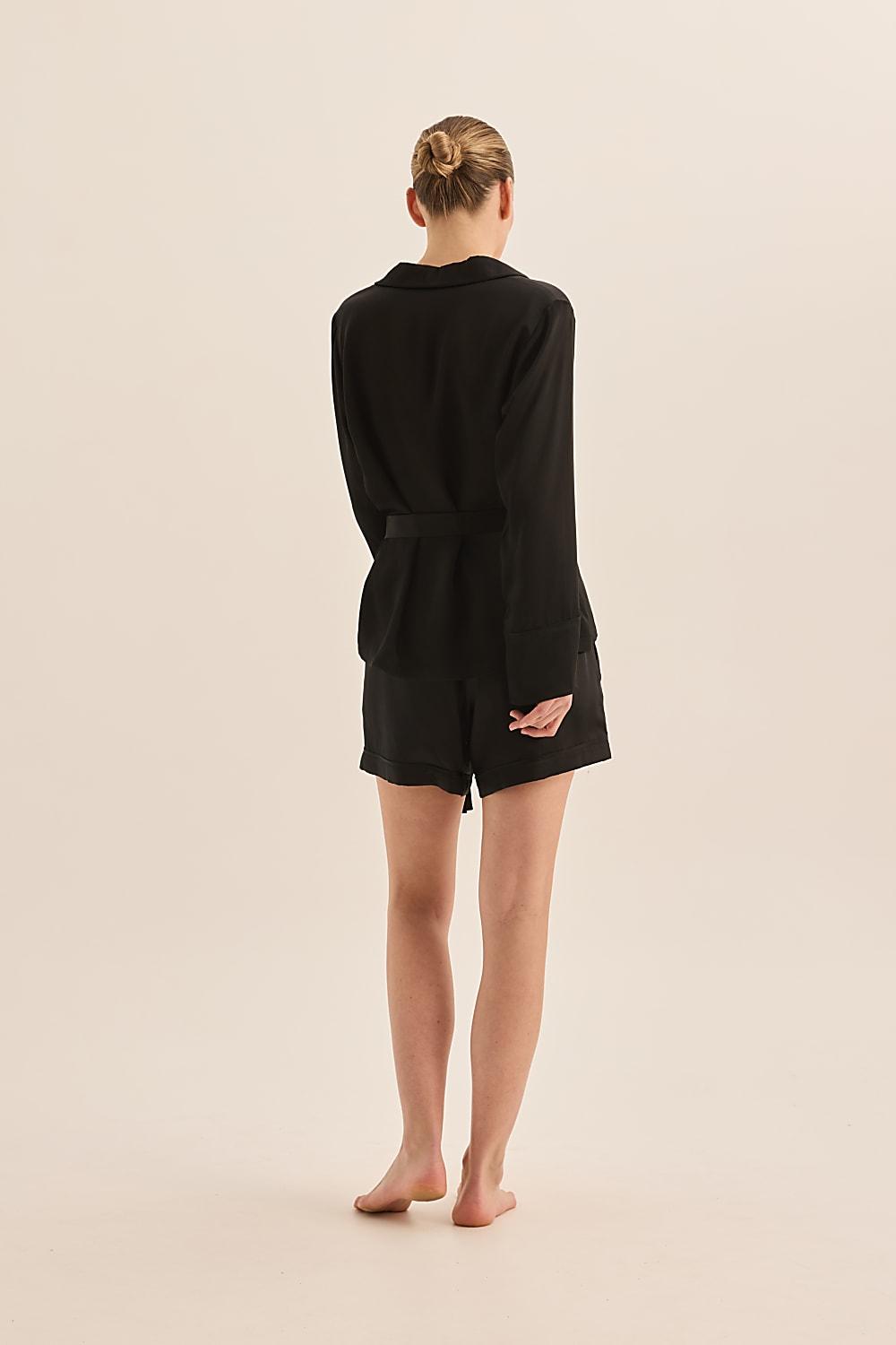Sapphire Black Pure Silk PJ Set - Gingerlilly Sleepwear