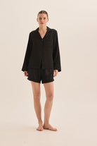 Sapphire Black Pure Silk PJ Set - Gingerlilly Sleepwear