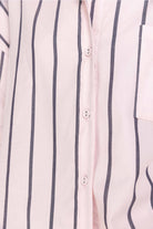Gingerlilly Sasha Striped Boyfriend Short PJ Set - Pink - Fabric detail