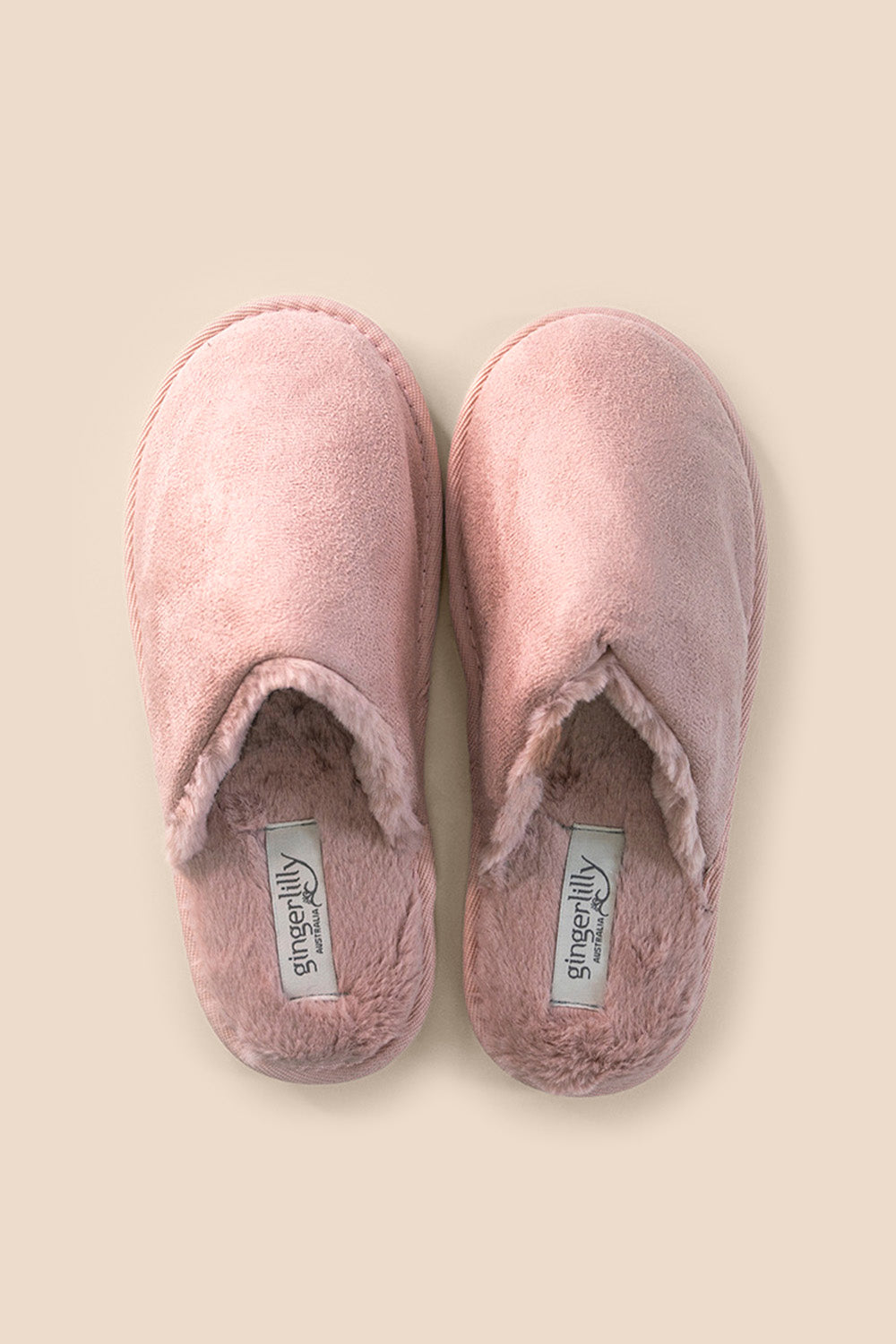 Gingerlilly St Moritz Mock Suede Slipper Pink - Top