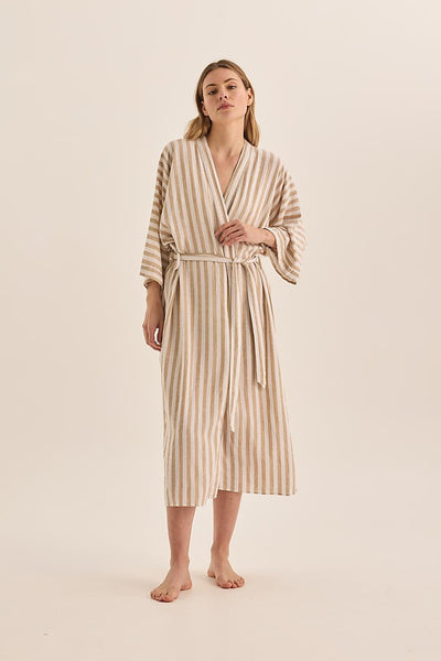 Sunny Natural Stripe Linen Robe