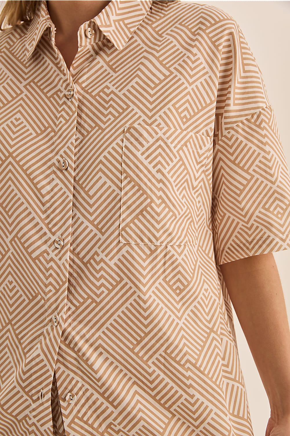 Telisha Natural Geo Cotton PJ Set - Gingerlilly Sleepwear