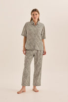 Gingerlilly Telisha Olive Geo Cotton PJ Set - Front