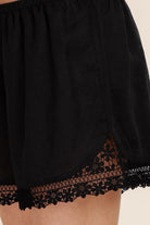Gingerlilly Valencia Linen Lace Shorts - Black - Detail