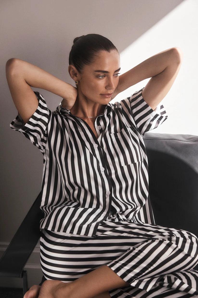 Viva Black And White Stripe PJ - Gingerlilly Sleepwear