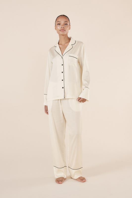Whitney Ivory Silky Satin Set - Gingerlilly Sleepwear