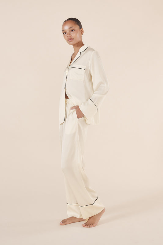 Whitney Ivory Silky Satin Set - Gingerlilly Sleepwear