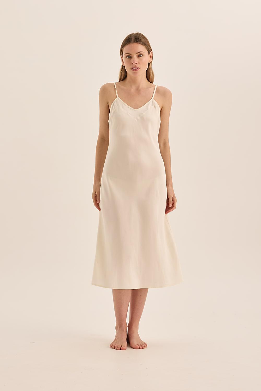 Yana Satin Ivory Slip Dress - Gingerlilly Sleepwear