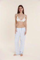 Gingerlilly Zoey Long Linen Pants - Blue Stripe - Front alt 2