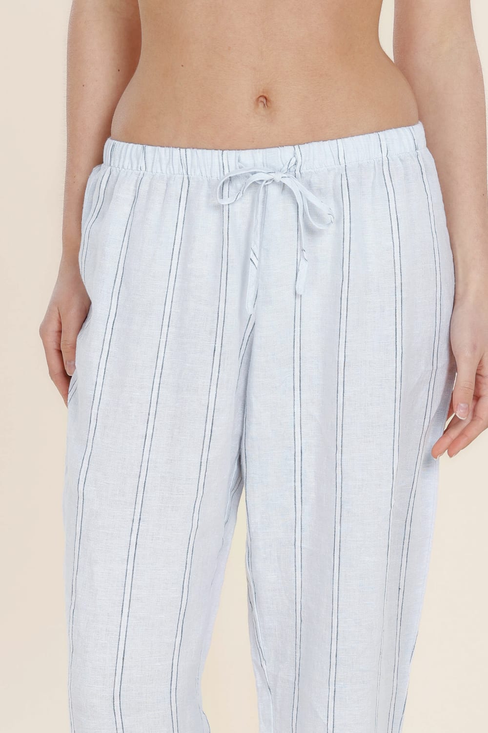 Gingerlilly Zoey Long Linen Pants - Blue Stripe - Detail alt
